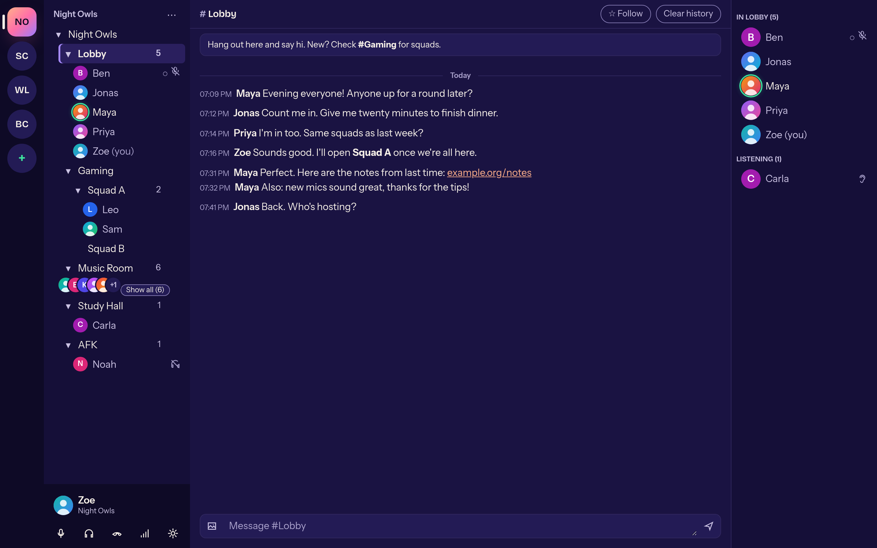 Compact chat layout: time, name and message on one line.
