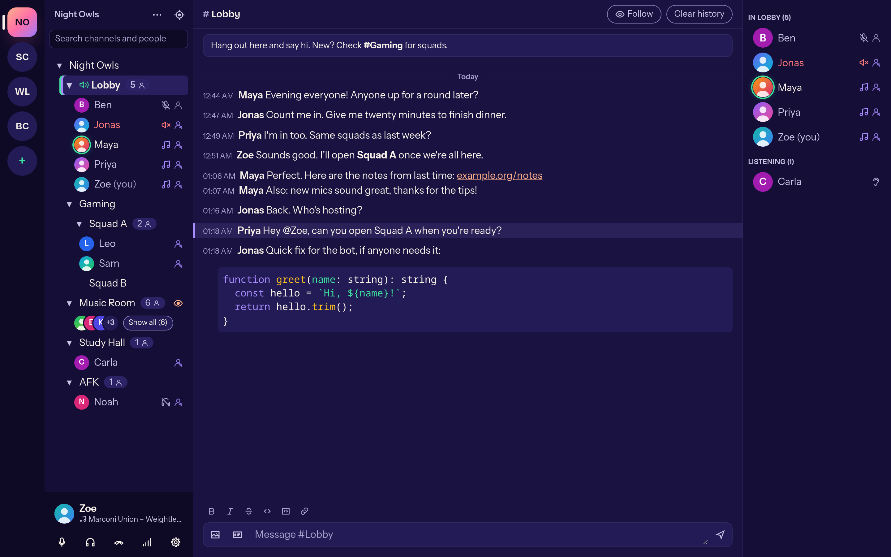 Chat in the compact layout