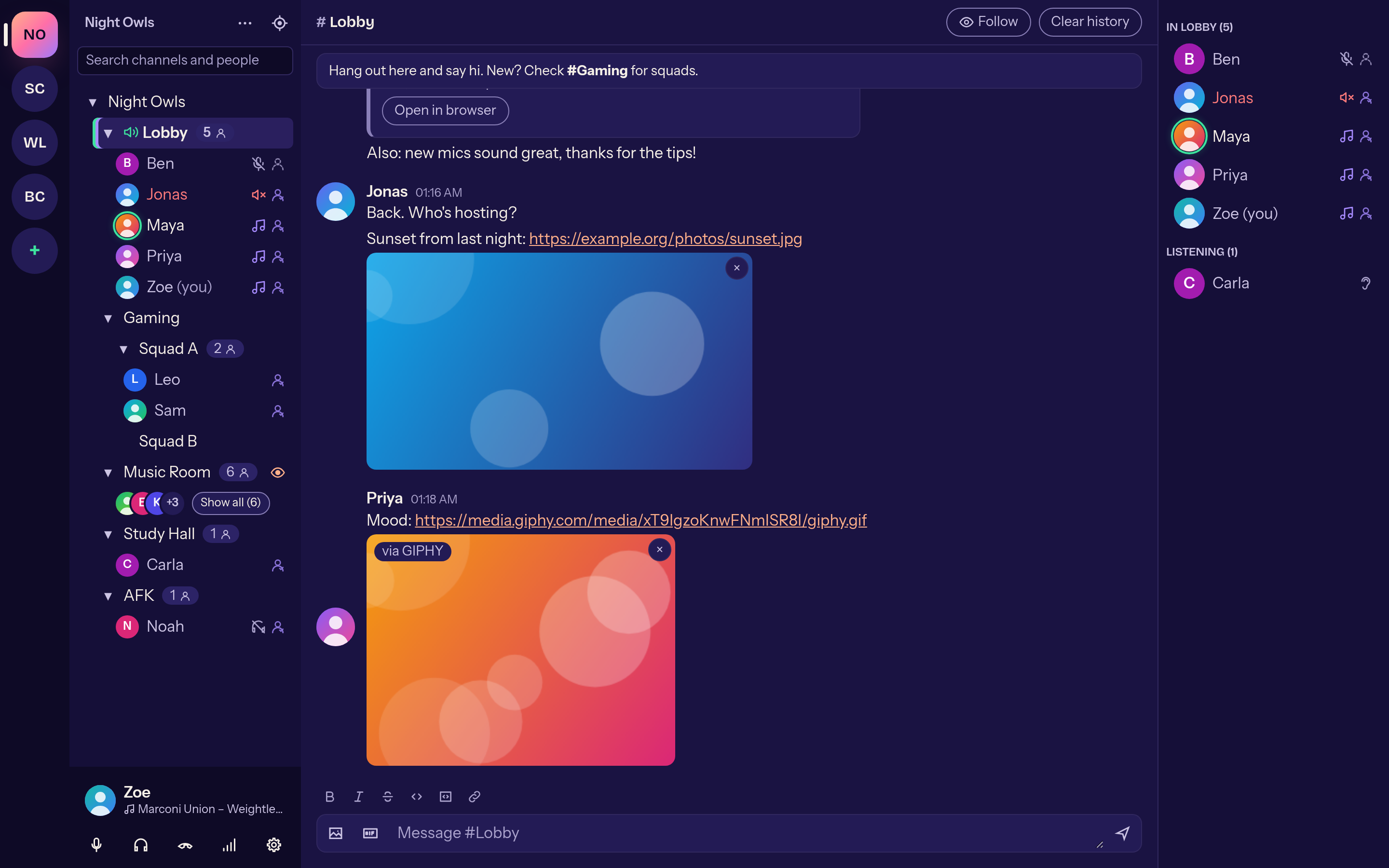Chat with an image and a GIF