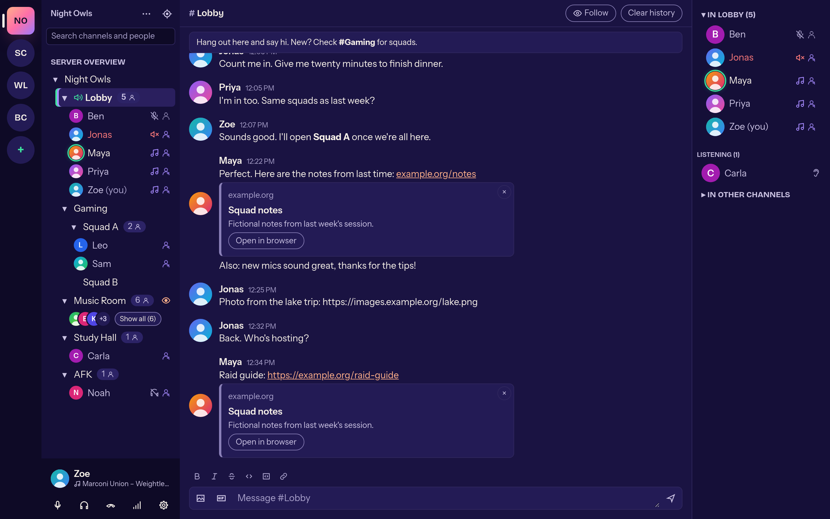 Chat s náhledem odkazu
