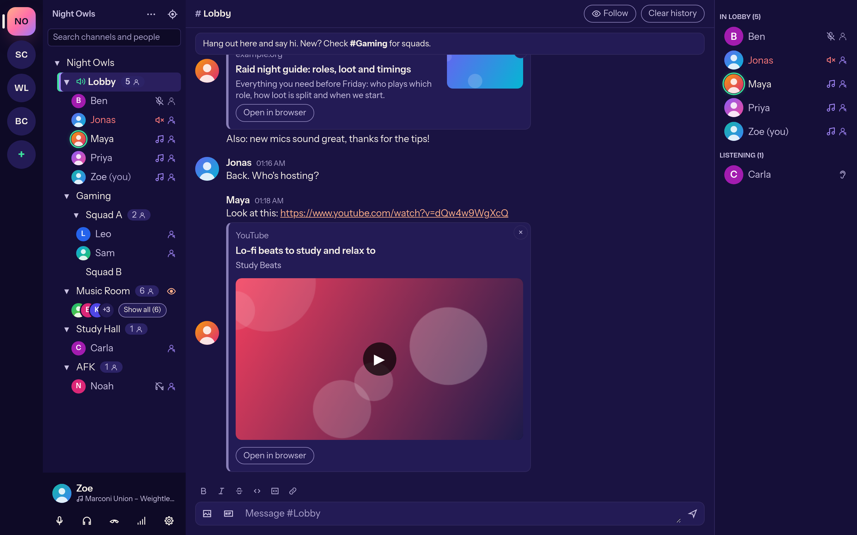 Chat with a YouTube card